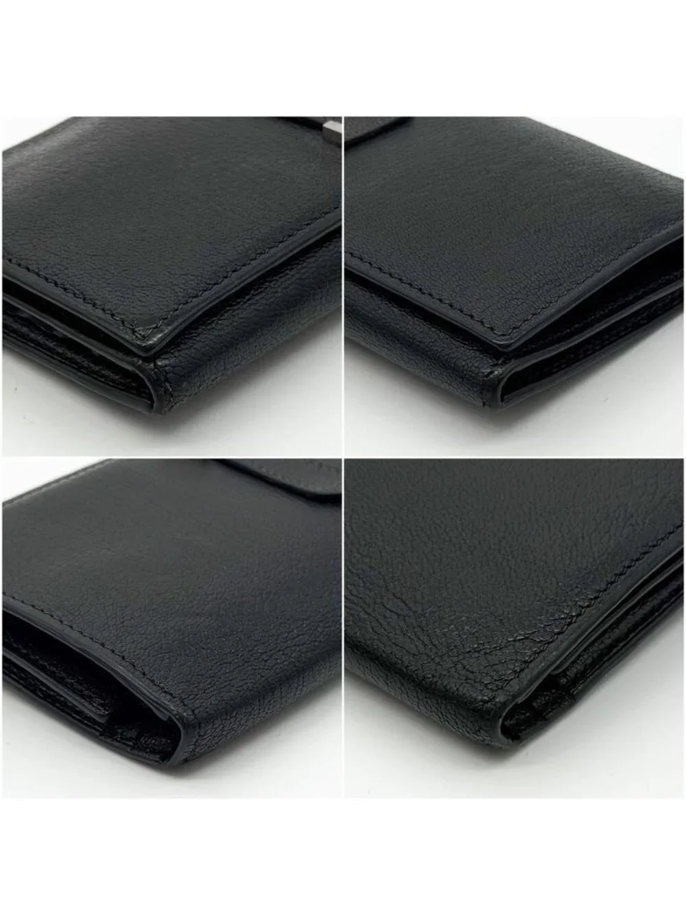 Hermes Bearn Dupri Chevre Trifold Wallet Black